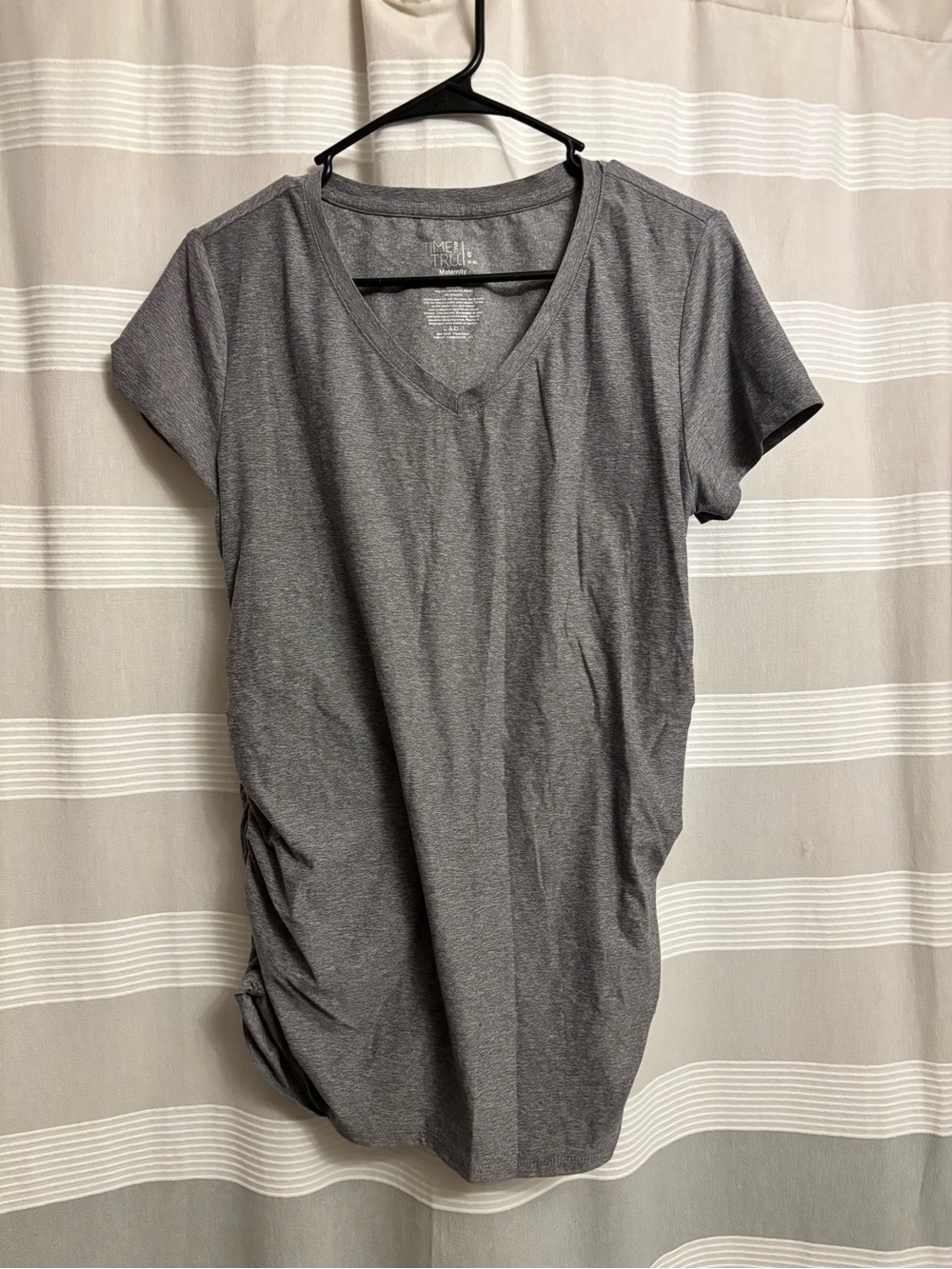 Maternity Time and Tru Gray V-Neck Short Sleeve Tee